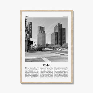 Tyler Print Black and White, Tyler Wall Art, Tyler Poster, Tyler Photo, Tyler Wall Décor, Tyler Map, Texas, USA