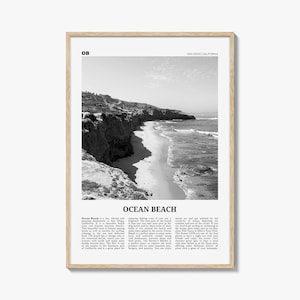 Ocean Beach Print Black and White, Ocean Beach Wall Art, Ocean Beach Poster, Ocean Beach Photo, San Diego, California, USA, United States