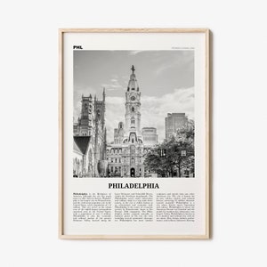 Philadelphia Print Black and White No 1, Philadelphia Wall Art, Philadelphia Poster, Philadelphia, Pennsylvania, USA United States