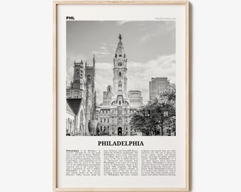 Philadelphia Print Black and White No 1, Philadelphia Wall Art, Philadelphia Poster, Philadelphia, Pennsylvania, USA United States