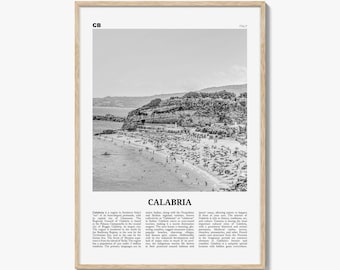 Calabria Poster Print Black and White, Italy Travel Wall Art, Southern Italy Beach Decor
