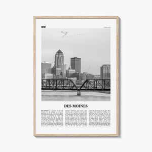 Des Moines Print Black and White No 1, Des Moines Wall Art, Des Moines Poster, Des Moines Photo, Iowa, USA, United States, North America