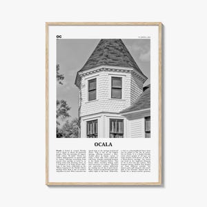 Ocala Print Black and White, Ocala Wall Art, Ocala Poster, Ocala Photo, Ocala Wall Décor, Ocala Map, Florida, USA