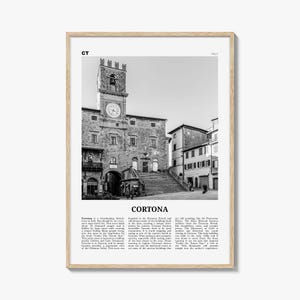 Cortona Poster Schwarzweiß, Cortona Wandkunst, Cortona Poster, Cortona Foto, Cortona Wanddekor, Cortona Karte, Italien