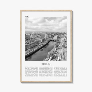 Impresión de Dublín en blanco y negro n.º 2, arte mural de Dublín, póster de Dublín, foto de Dublín, decoración de pared de Dublín, impresión artística de la ciudad, Irlanda, Leinster