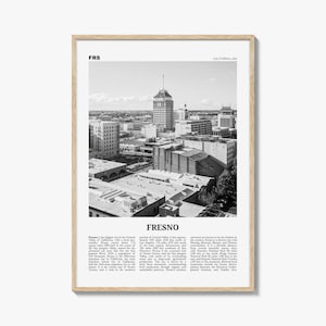 Fresno Print Black and White, Fresno Wall Art, Fresno Poster, Fresno Photo, Fresno Wall Decor, California, USA, United States, North America