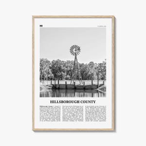 Hillsborough County Print Black and White, Hillsborough Wall Art, Hillsborough Poster, Hillsborough Photo, Wall Décor, Hillsborough Map