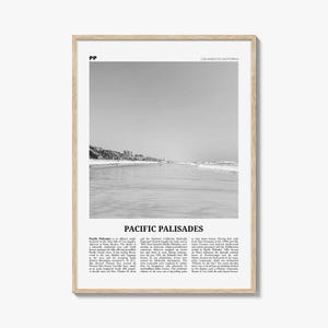 Pacific Palisades afdrukken zwart-wit, Pacific Palisades muurkunst, Pacific Palisades poster, Pacific Palisades foto, Californië, VS
