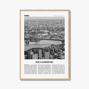 Williamsburg Print Black and White New York No 1, Williamsburg Wall Art, Williamsburg Poster, Brooklyn, VS, Verenigde Staten, Noord-Amerika
