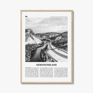 Impressão em preto e branco da Terra Nova, arte de parede da Terra Nova, pôster da Terra Nova, foto da Terra Nova, decoração de parede da Terra Nova, Canadá