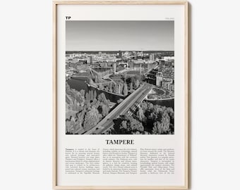 Tampere Print Black and White, Tampere Wall Art, Tampere Poster, Tampere Photo, Tampere Wall Décor, Tampere Map, Finland