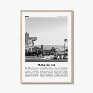 Playa del Rey Print Blanco y Negro, Playa del Rey Wall Art, Cartel de Playa del Rey, Los Ángeles, California, EE.UU., Estados Unidos