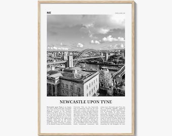Newcastle Upon Tyne Poster Print Black and White, Tyne Bridge Photo Wall Art