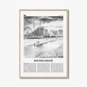 Impression noir et blanc de Daytona Beach, art mural de Daytona Beach, affiche de Daytona Beach, photo de Daytona Beach, carte de Daytona Beach, Floride, États-Unis