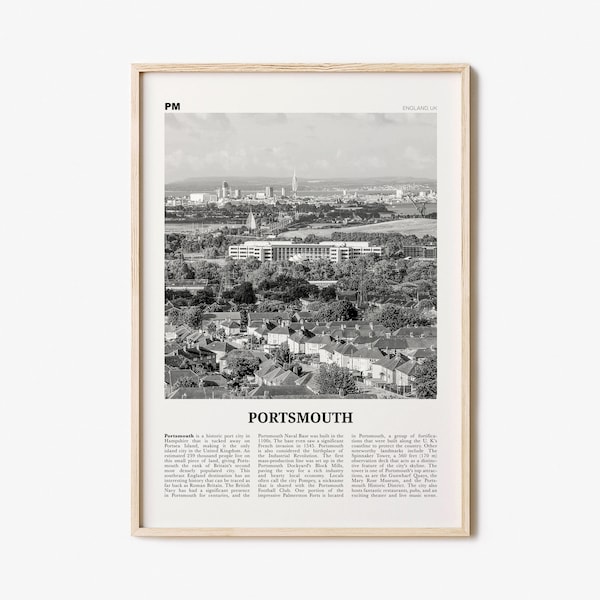 Portsmouth Print Black and White No 2, Portsmouth Wall Art, Portsmouth Poster, Portsmouth Photo, Portsea Island, England