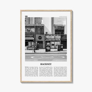 Hackney-afdruk zwart-wit, Hackney-muurkunst, Hackney-poster, Hackney-foto, Hackney-muurdecoratie, Hackney-kaart, Londen, Engeland