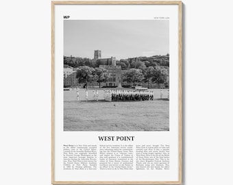 Póster de West Point en blanco y negro, arte mural de Nueva York, foto histórica de EE. UU.