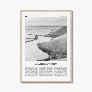 Alameda County Print Black and White, Alameda County Wall Art, Alameda County Poster, Alameda County Photo, Alameda Wall Décor, Alameda Map