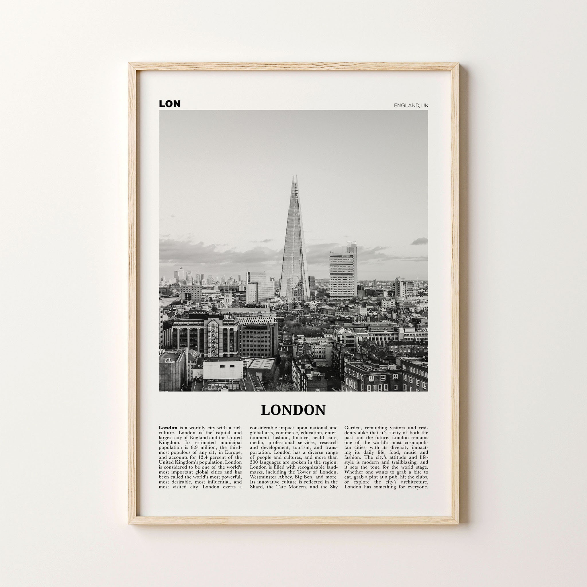 London Print Black and White Downtown London Wall Art London Etsy