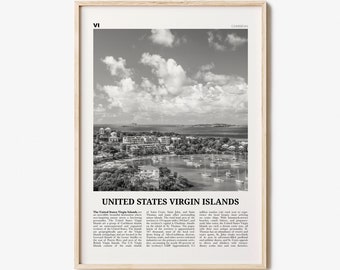 United States Virgin Islands Print Black and White, US Virgin Islands Wall Art, U.S. Virgin Islands, USVI, St. Thomas, St. Croix Caribbean