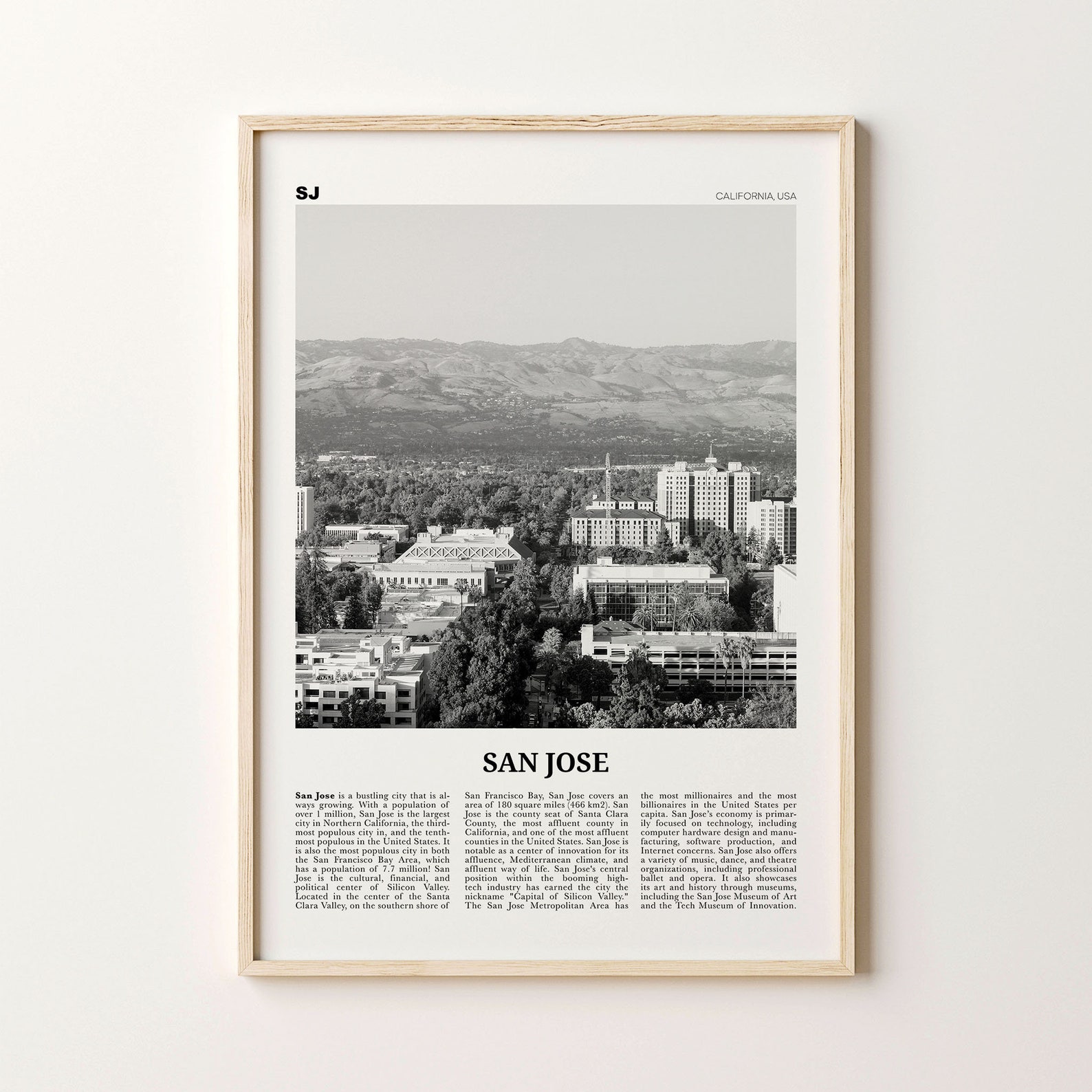 San Jose Print Black and White San Jose Wall Art San Jose Etsy