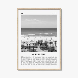 Gulf Breeze print zwart-wit, Gulf Breeze kunst aan de muur, Gulf Breeze poster, Gulf Breeze foto, Gulf Breeze kaart, Gulf Breeze decor, Florida