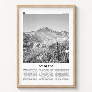 Colorado Poster Print, Black and White Rocky Mountains Wall Art