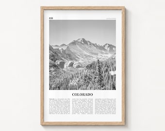Colorado Poster Print, Black and White Rocky Mountains Wall Art