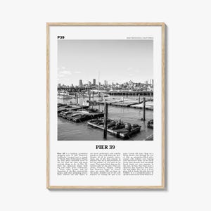 Pier 39 print zwart-wit, Pier 39 muurkunst, Pier 39 poster, Pier 39 foto, Pier 39 wanddecoratie, Pier 39 kaart, San Francisco, Californië