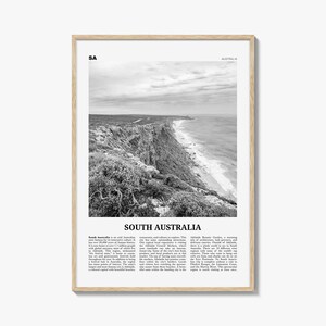 Impressão em preto e branco da Austrália do Sul, arte de parede da Austrália do Sul, pôster da Austrália do Sul, foto da Austrália do Sul, decoração de parede da Austrália do Sul