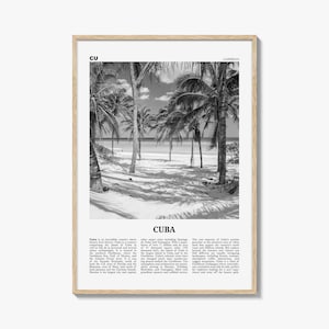 Kuba Poster Schwarz und Weiß, Karibik Reise Wandkunst, Havanna Tropisch Dekor