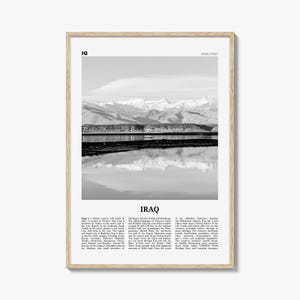Iraq Poster Print Black and White, Middle East Travel Wall Art, Mountain View Decor