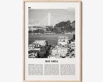 San Francisco Bay Area Print Black and White No 1, Bay Area Wall Art, Bay Area Poster, California, USA, United States, Bay Area Photo