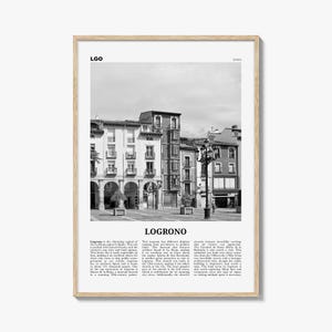 Logrono Print Schwarz weiß, Logrono Wandkunst, Logrono Poster, Logrono Foto, Logrono Wanddekoration, Logrono Karte, Spanien