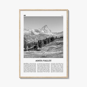 Aosta-Tal Druck Schwarzweiß, Aosta-Tal Wandkunst, Aosta-Tal Poster, Aosta-Tal Foto, Aosta-Tal Dekor, Aosta-Tal Karte