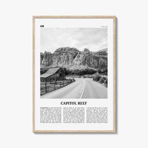 Poster di Capitol Reef in bianco e nero, Utah Wall Art, foto del parco nazionale
