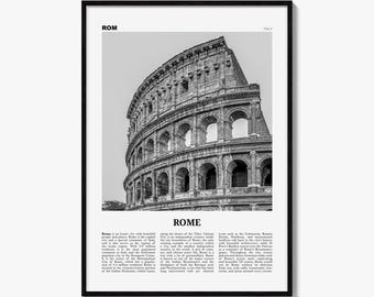 Rome Poster, Black and White Photo Print, Travel Newspaper Wall Art, Home Decor