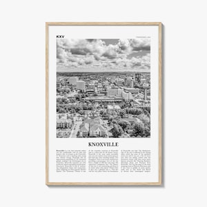 Knoxville Tennessee Black & White Cityscape Photo Print