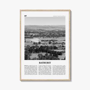 Bathurst Print Black and White, Bathurst Wall Art, Bathurst Poster, Bathurst Photo, Bathurst Wall Décor, Bathurst Map, Australia