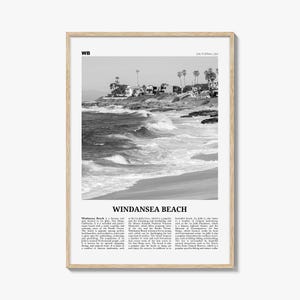 Impression plage de Windansea en noir et blanc, art mural plage de Windansea, affiche de plage de Windansea, photo de plage de Windansea, décoration de plage de Windansea, carte