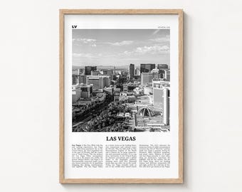 Póster de Las Vegas, lámina decorativa con el horizonte de la ciudad en blanco y negro, Nevada