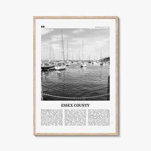 Essex County Druck schwarz weiß, Essex County Wandkunst, Essex County Poster, Essex County Foto, Essex County Wanddekor, Essex Karte