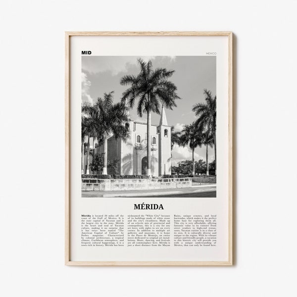 Mérida Print Black and White, Mérida Wall Art, Mérida Poster, Mérida Photo, Mérida Wall Décor, Yucatán, Mexico