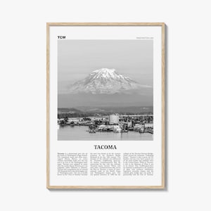 Tacoma Print Black and White, Tacoma Wall Art, Tacoma Poster, Tacoma Photo, Tacoma Wall Décor, Washington, USA, United States, North America