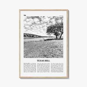 Stampa di Texas Hill in bianco e nero, arte murale di Texas Hill, poster di Texas Hill, foto di Texas Hill, decorazioni di Texas Hill, mappa di Texas Hill, Texas, Stati Uniti