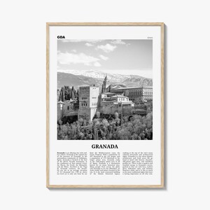 Grenada Druck Schwarzweiß Nr. 2, Grenada Wandkunst, Grenada Poster, Grenada Foto, Grenada Wanddekor, Andalusien, Spanien, España, Europa