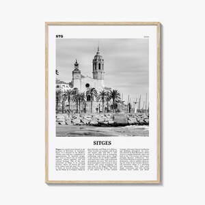 Sitges Print Black and White, Sitges Wall Art, Sitges Poster, Sitges Photo, Sitges Wall Décor, Sitges Map, Spain