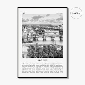 Prague Poster Print Black and White, Charles Bridge Photo, Czech Republic Wall Art image 9