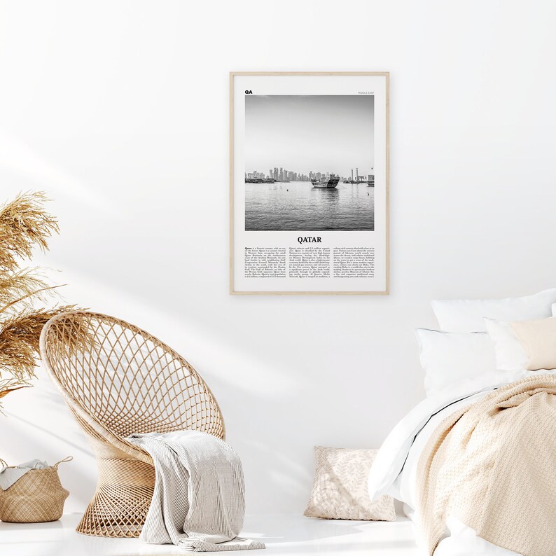 Qatar Print Black and White Qatar Wall Art Qatar Poster Etsy
