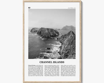 Kanalinseln Poster Druck Schwarzweiß, Kalifornien Reise Wandkunst, Nationalpark Fotografie